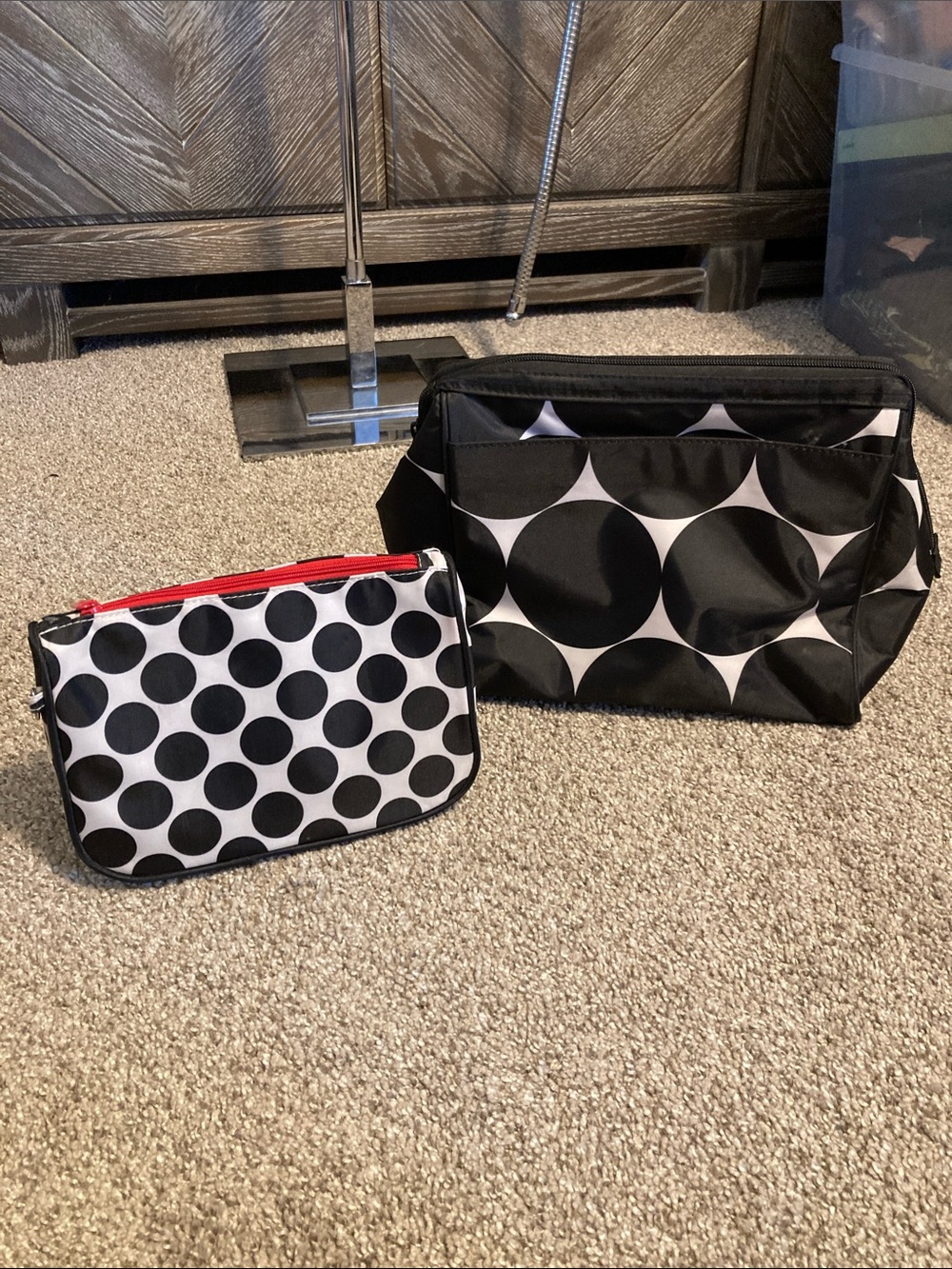 Thirtyone Black & White Polka Dot best buds Cosmetic Pouches - Set of 2